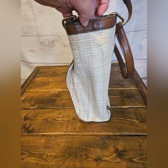 Ralph Lauren Woven Straw Beige Tote Bag Classic Preppy Hangbag - Picture 9 of 15